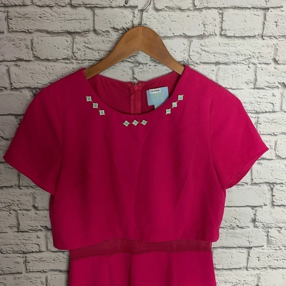 CeCe By  Cynthia Steffe Women’s Hot Pink Mesh Barbiecore Dress Size 2 Feminine - Picture 4 of 12